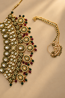 Bridal Grand Kundan & Meenakari Choker Jewellery Set