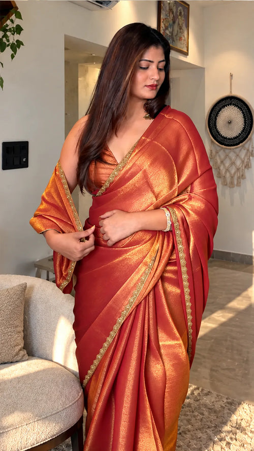 Geru Shimmer Woven Saree