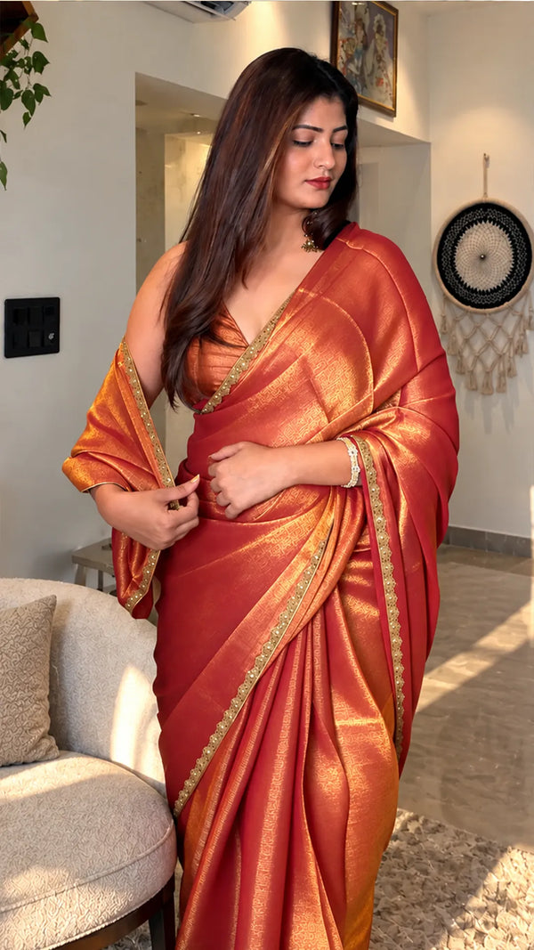 Geru Shimmer Woven Saree