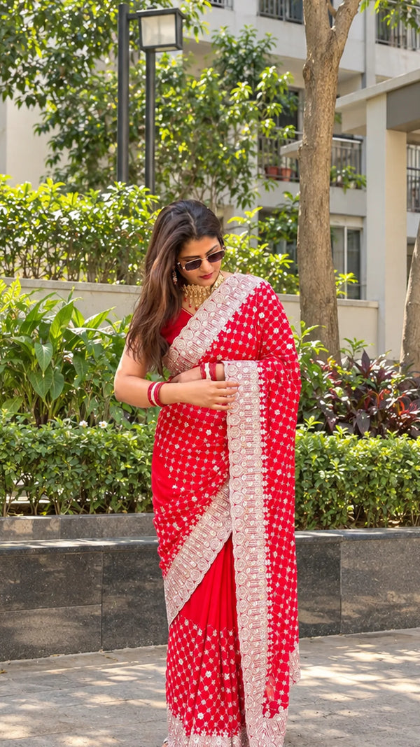 Maniki Embroidered & Sequinned Designer Saree