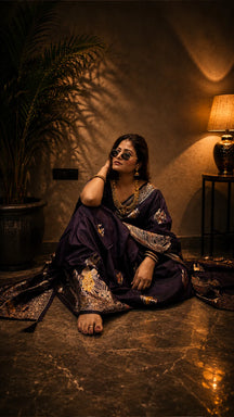 Rajdarbar Plum Heritage Saree