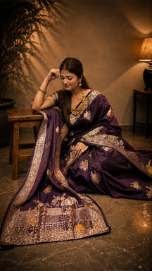 Rajdarbar Plum Heritage Saree
