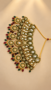 Bridal Grand Kundan & Meenakari Choker Jewellery Set