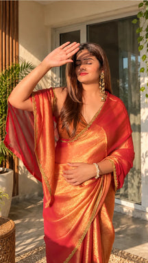 Geru Shimmer Woven Saree