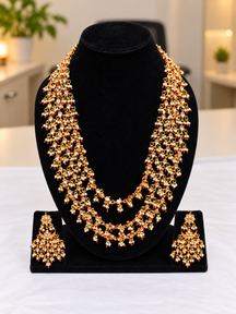 Royal Layered Kundan & Pearl Long Necklace Set