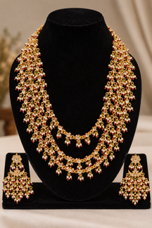Royal Layered Kundan & Pearl Long Necklace Set