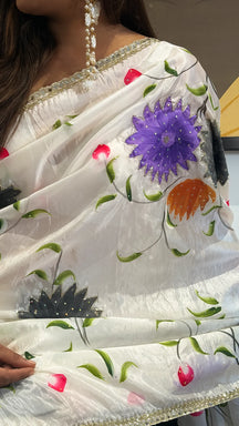Gulbahar Ivory Floral Saree
