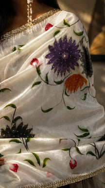 Gulbahar Ivory Floral Saree