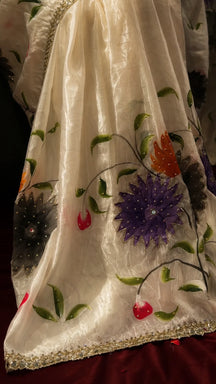 Gulbahar Ivory Floral Saree