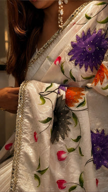 Gulbahar Ivory Floral Saree