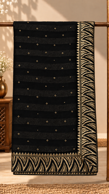 Midnight Black Shimmer Woven Saree