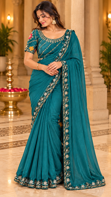 Yellow Elegance Saree with stitched blouse
