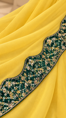 Yellow Elegance Saree with stitched blouse