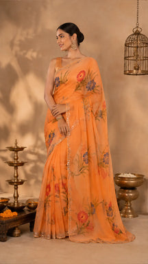 Kesariya Gul Floral Saree