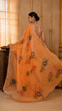 Kesariya Gul Floral Saree