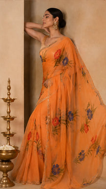 Kesariya Gul Floral Saree