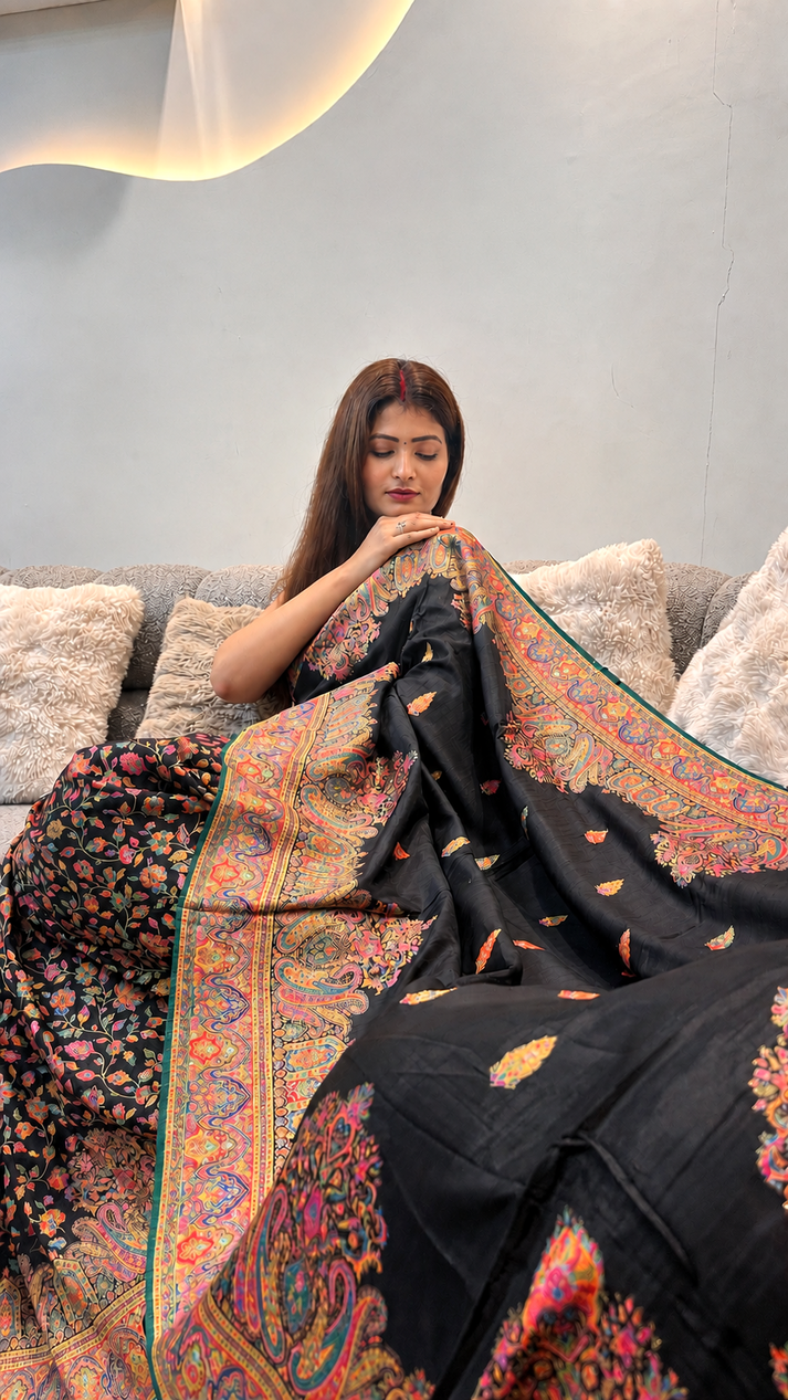 Midnight Bloom Saree