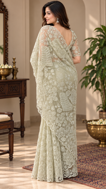 Mint Gardenia Saree