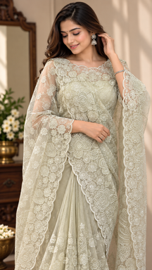 Mint Gardenia Saree
