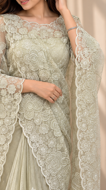Mint Gardenia Saree