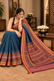 Neel Rajwada Ikat Saree