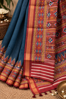 Neel Rajwada Ikat Saree