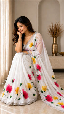 Petal Royale Ivory Saree