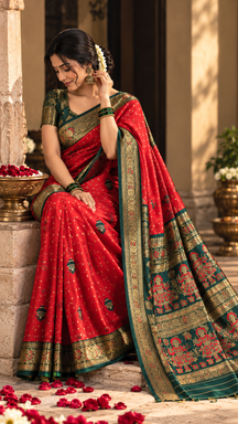 Rajrang Red Zari Saree