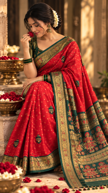 Rajrang Red Zari Saree