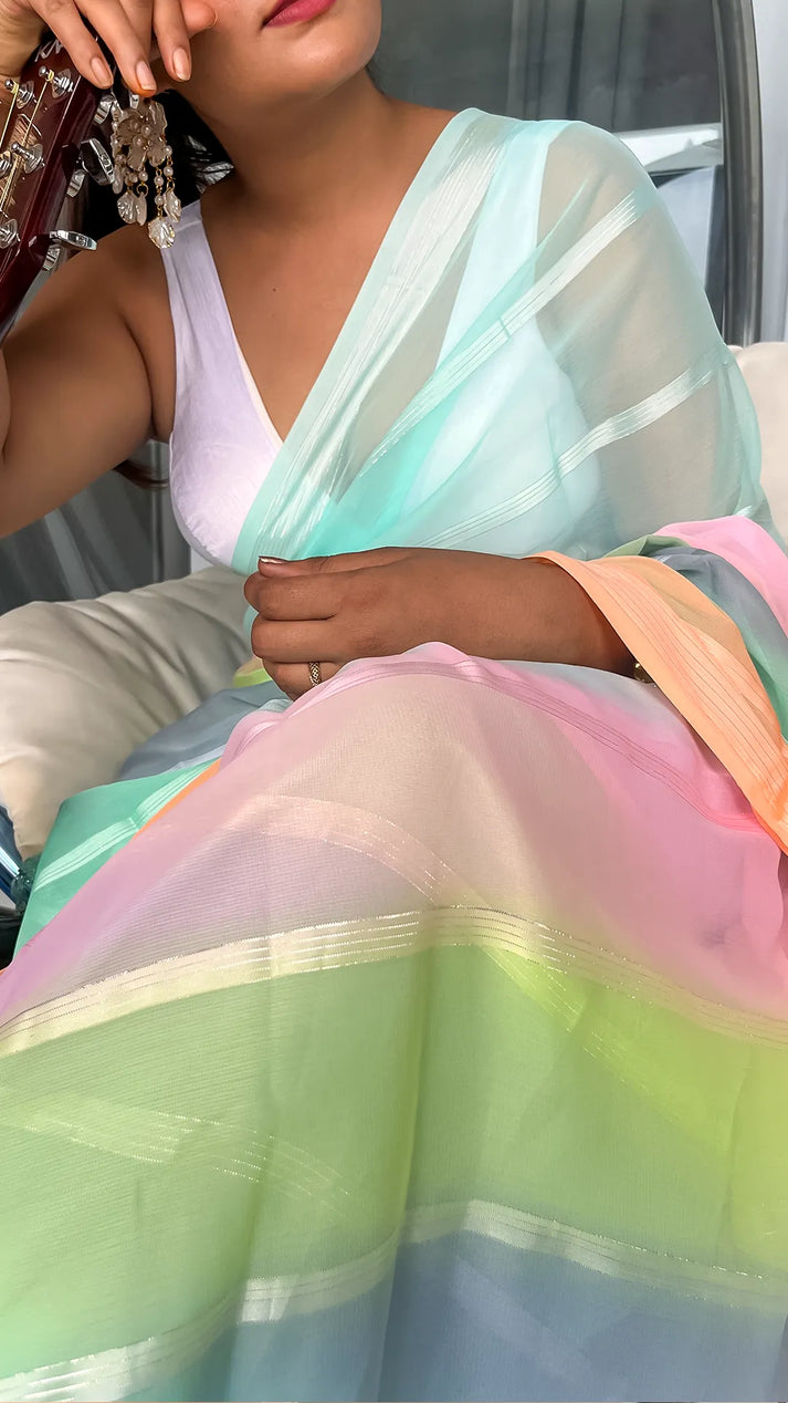 Rangrez Pastel Chiffon Saree
