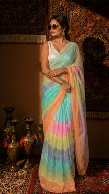 Rangrez Pastel Chiffon Saree