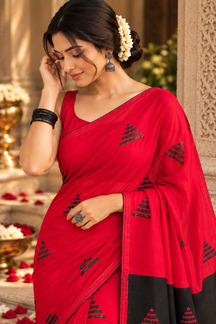 Sindoor Red Statement Motif Saree