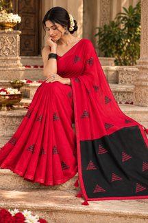 Sindoor Red Statement Motif Saree