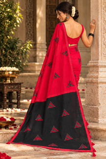 Sindoor Red Statement Motif Saree