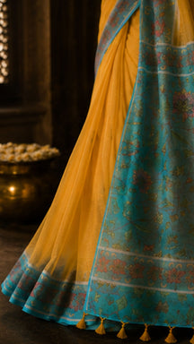 Sunehri Aabha Mustard Heritage Saree