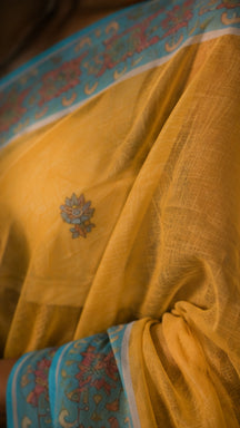 Sunehri Aabha Mustard Heritage Saree