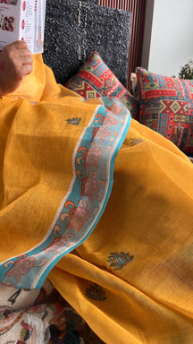 Sunehri Aabha Mustard Heritage Saree