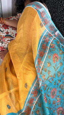 Sunehri Aabha Mustard Heritage Saree