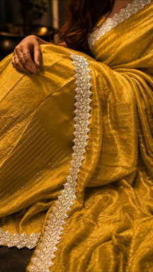 Sunehri Leher Yellow Saree