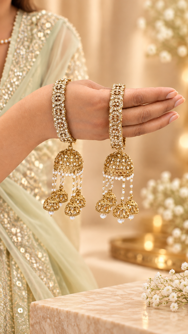 Royal Polki & Pearl Hand Harness (Size: 2.6)