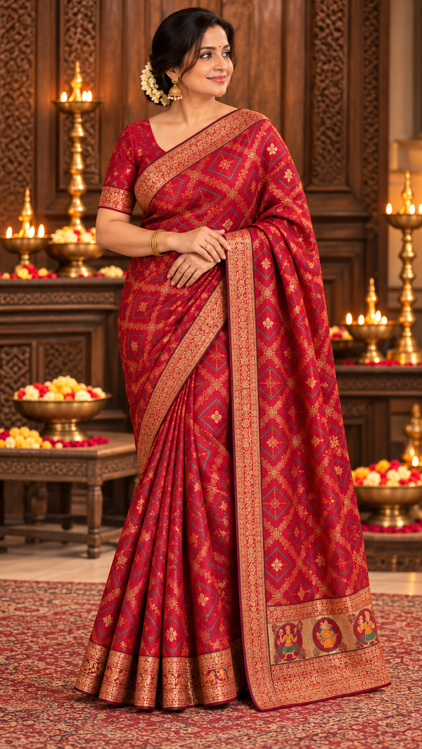 Teal Heritage Saree