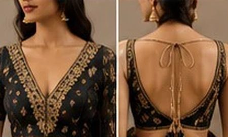 Broad V neckline
